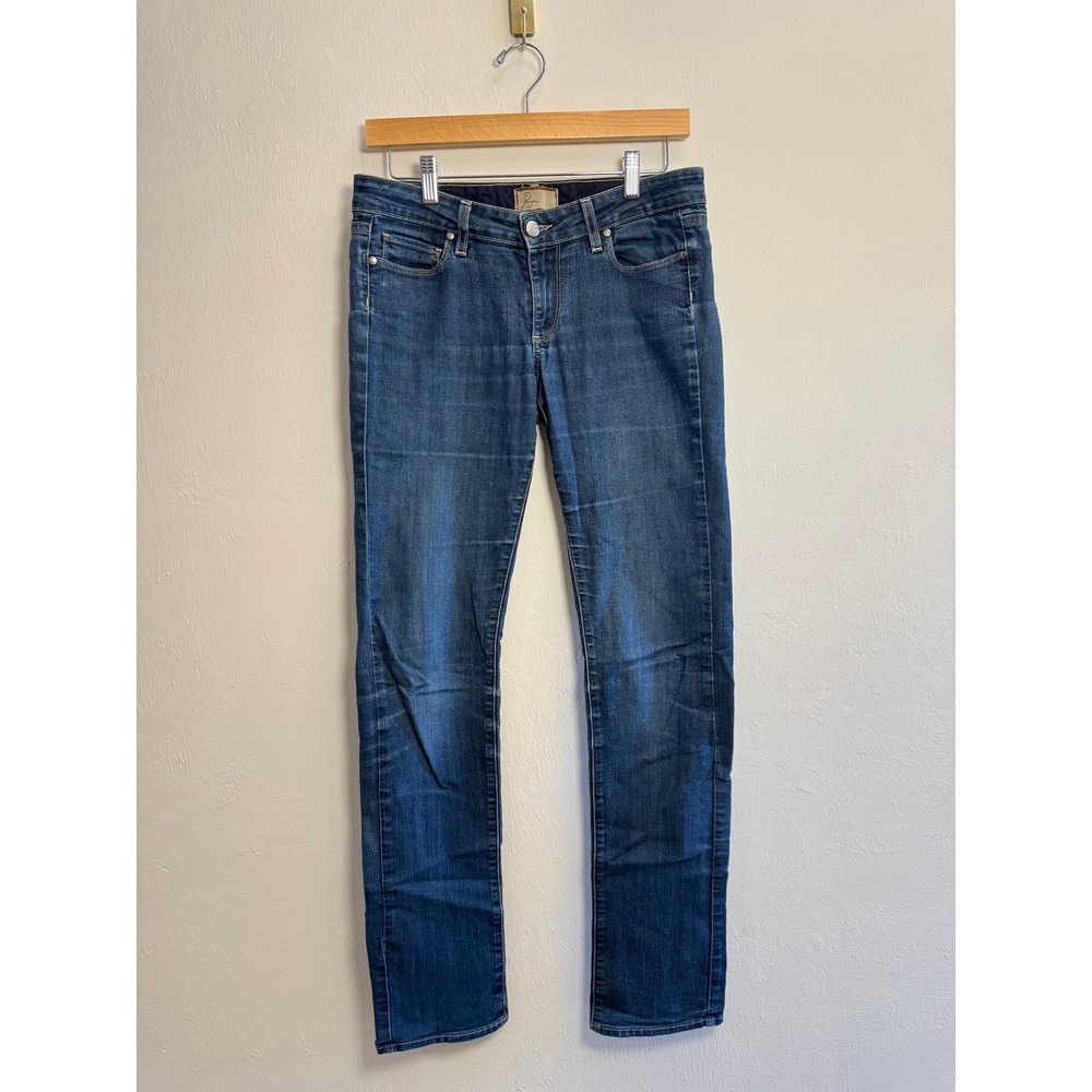 Paige Premium Denim Women's Size 27 Medium Wash Straight Leg Jeans Blue Mid Rise